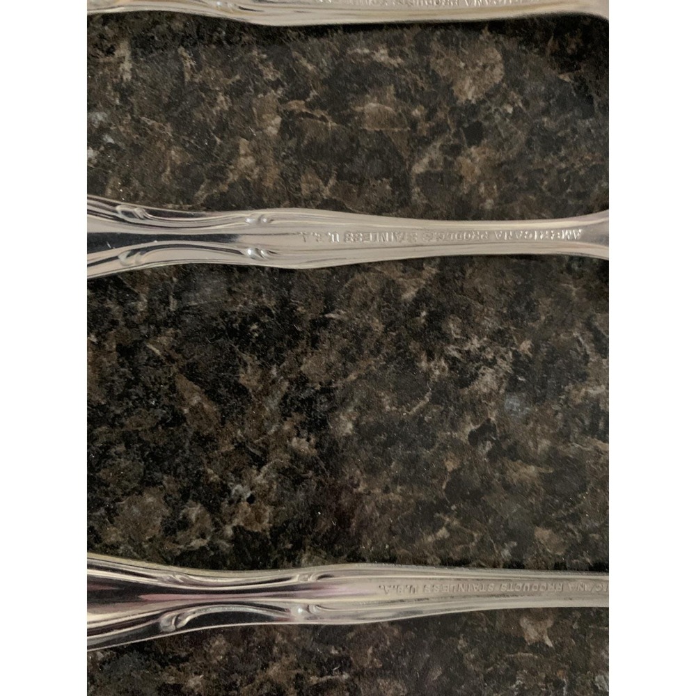 Stainless Flatware Set 12 Piece USA Vintage American Products 1950s Rosalie - Picture 3 of 3